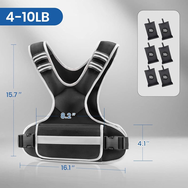 AUGOSTA Adjustable Weighted Vest Woman 4-10lb/12-18lb/20-32lb Weighted Vest Men with 6 Ironsand Weights, Shoulder Pads and Large Pocket for Walking Running Crossfit Strength Training - Image 2